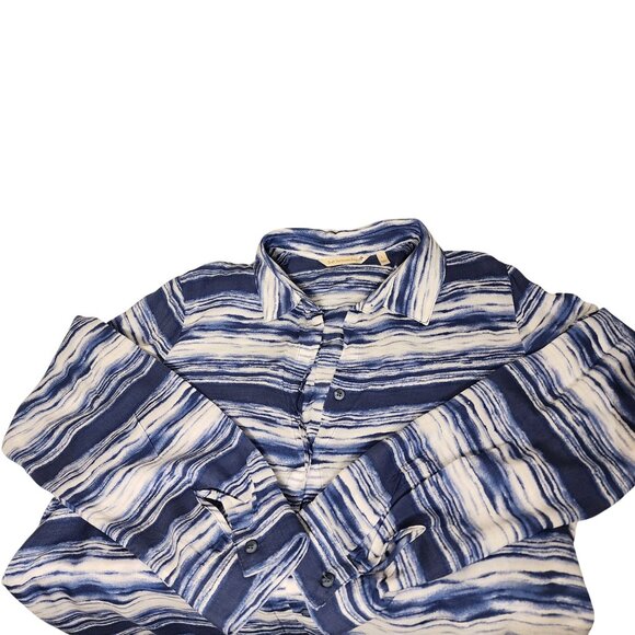 Soft Surroundings Striped Button-Up Long-Sleeve Classic Layering Top Sz. L - Picture 8 of 10